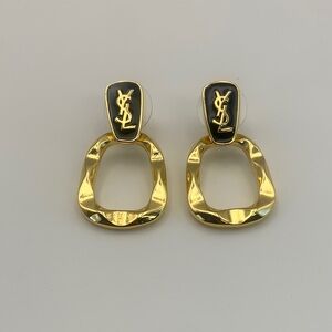 Yves Saint Laurent YSL Gold and Black Drop Earrings
